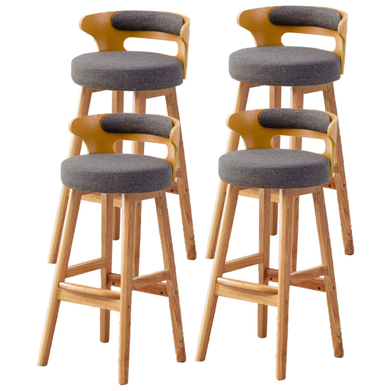 Scandinavian Low Back Upholstered Footrest Bar Stool Home Rubberwood Stool Grey 4 Piece Set Bar Stool(30"H) Clearhalo 'Bar Furniture' 'Bar Stools' 'bar_stools' 'furn' 'furn_bar_stools' 'furniture_bar_stools' 'Kitchen & Dining Furniture' 'kitchen&dining_furn' 'kitchen' 'kitchen_furn' Furniture' 4692598