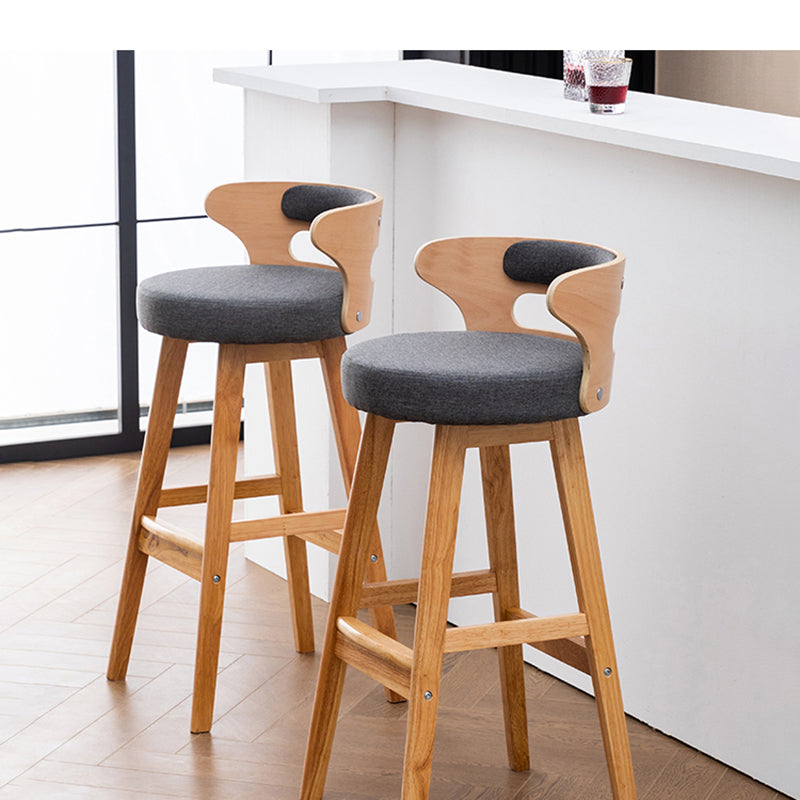 Scandinavian Low Back Upholstered Footrest Bar Stool Home Rubberwood Stool Clearhalo 'Bar Furniture' 'Bar Stools' 'bar_stools' 'furn' 'furn_bar_stools' 'furniture_bar_stools' 'Kitchen & Dining Furniture' 'kitchen&dining_furn' 'kitchen' 'kitchen_furn' Furniture' 4692599