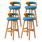 Scandinavian Low Back Upholstered Footrest Bar Stool Home Rubberwood Stool Blue 4 Piece Set Bar Stool(30"H) Clearhalo 'Bar Furniture' 'Bar Stools' 'bar_stools' 'furn' 'furn_bar_stools' 'furniture_bar_stools' 'Kitchen & Dining Furniture' 'kitchen&dining_furn' 'kitchen' 'kitchen_furn' Furniture' 4692602