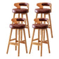 Scandinavian Low Back Upholstered Footrest Bar Stool Home Rubberwood Stool Brown 4 Piece Set Bar Stool(30"H) Clearhalo 'Bar Furniture' 'Bar Stools' 'bar_stools' 'furn' 'furn_bar_stools' 'furniture_bar_stools' 'Kitchen & Dining Furniture' 'kitchen&dining_furn' 'kitchen' 'kitchen_furn' Furniture' 4692605