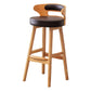 Scandinavian Low Back Upholstered Footrest Bar Stool Home Rubberwood Stool Coffee 1 Piece Bar Stool(30"H) Clearhalo 'Bar Furniture' 'Bar Stools' 'bar_stools' 'furn' 'furn_bar_stools' 'furniture_bar_stools' 'Kitchen & Dining Furniture' 'kitchen&dining_furn' 'kitchen' 'kitchen_furn' Furniture' 4692606