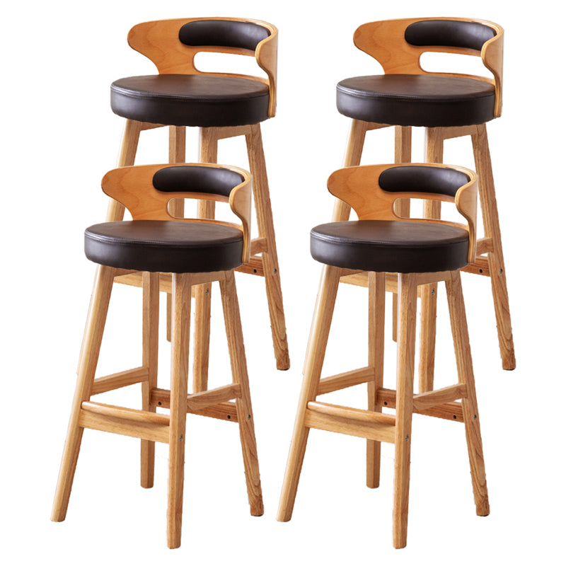 Scandinavian Low Back Upholstered Footrest Bar Stool Home Rubberwood Stool Coffee 4 Piece Set Bar Stool(30"H) Clearhalo 'Bar Furniture' 'Bar Stools' 'bar_stools' 'furn' 'furn_bar_stools' 'furniture_bar_stools' 'Kitchen & Dining Furniture' 'kitchen&dining_furn' 'kitchen' 'kitchen_furn' Furniture' 4692608