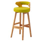 Scandinavian Low Back Upholstered Footrest Bar Stool Home Rubberwood Stool Green 1 Piece Bar Stool(30"H) Clearhalo 'Bar Furniture' 'Bar Stools' 'bar_stools' 'furn' 'furn_bar_stools' 'furniture_bar_stools' 'Kitchen & Dining Furniture' 'kitchen&dining_furn' 'kitchen' 'kitchen_furn' Furniture' 4692609