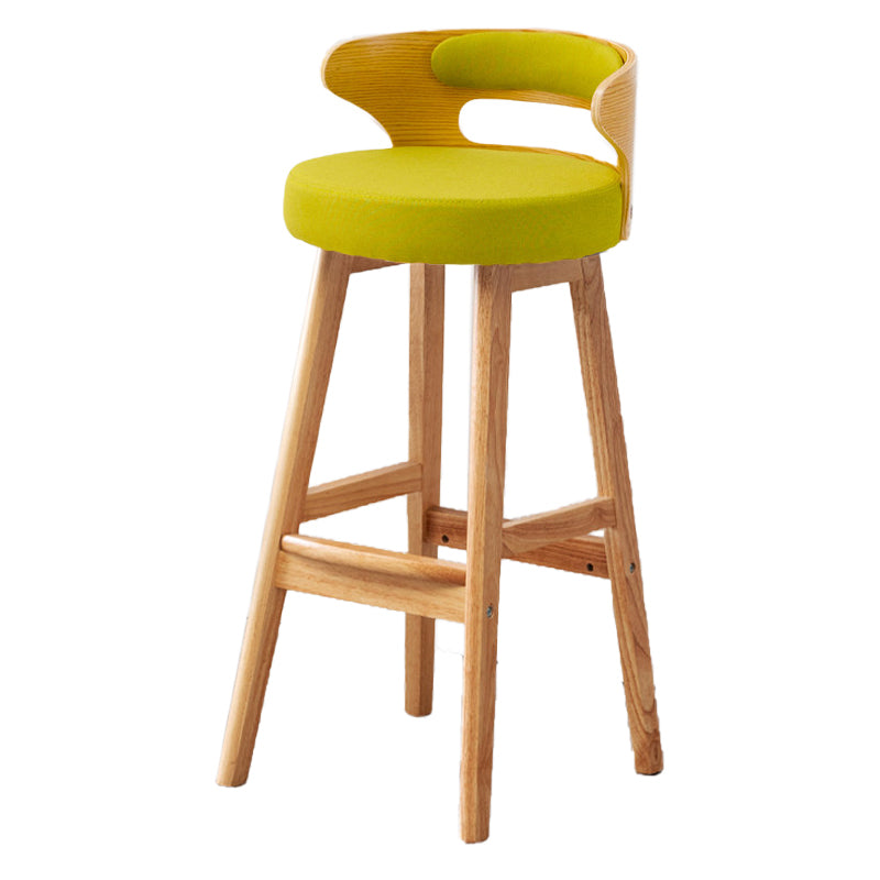 Scandinavian Low Back Upholstered Footrest Bar Stool Home Rubberwood Stool Green 1 Piece Bar Stool(30"H) Clearhalo 'Bar Furniture' 'Bar Stools' 'bar_stools' 'furn' 'furn_bar_stools' 'furniture_bar_stools' 'Kitchen & Dining Furniture' 'kitchen&dining_furn' 'kitchen' 'kitchen_furn' Furniture' 4692609