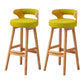 Scandinavian Low Back Upholstered Footrest Bar Stool Home Rubberwood Stool Green 2 Piece Set Bar Stool(30"H) Clearhalo 'Bar Furniture' 'Bar Stools' 'bar_stools' 'furn' 'furn_bar_stools' 'furniture_bar_stools' 'Kitchen & Dining Furniture' 'kitchen&dining_furn' 'kitchen' 'kitchen_furn' Furniture' 4692610