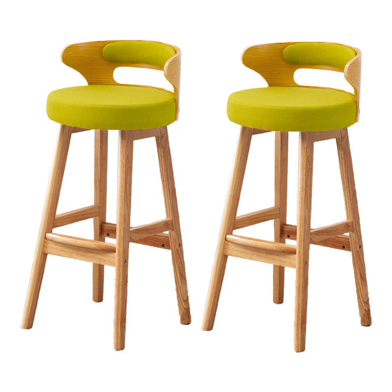 Scandinavian Low Back Upholstered Footrest Bar Stool Home Rubberwood Stool Green 2 Piece Set Bar Stool(30"H) Clearhalo 'Bar Furniture' 'Bar Stools' 'bar_stools' 'furn' 'furn_bar_stools' 'furniture_bar_stools' 'Kitchen & Dining Furniture' 'kitchen&dining_furn' 'kitchen' 'kitchen_furn' Furniture' 4692610