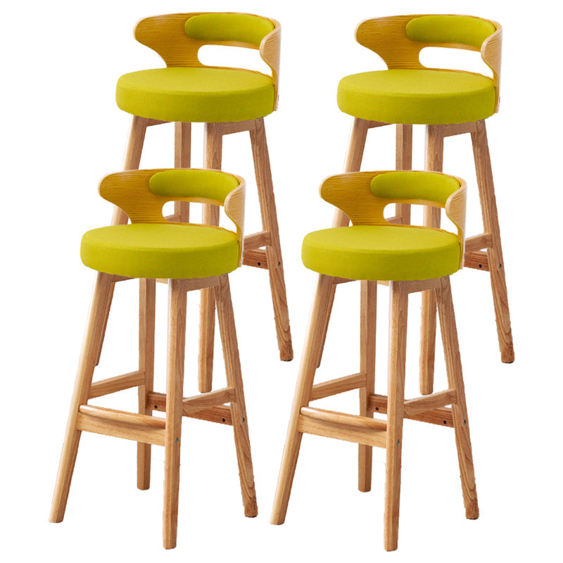 Scandinavian Low Back Upholstered Footrest Bar Stool Home Rubberwood Stool Green 4 Piece Set Bar Stool(30"H) Clearhalo 'Bar Furniture' 'Bar Stools' 'bar_stools' 'furn' 'furn_bar_stools' 'furniture_bar_stools' 'Kitchen & Dining Furniture' 'kitchen&dining_furn' 'kitchen' 'kitchen_furn' Furniture' 4692611