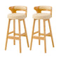 Scandinavian Low Back Upholstered Footrest Bar Stool Home Rubberwood Stool Off-White 2 Piece Set Bar Stool(30"H) Clearhalo 'Bar Furniture' 'Bar Stools' 'bar_stools' 'furn' 'furn_bar_stools' 'furniture_bar_stools' 'Kitchen & Dining Furniture' 'kitchen&dining_furn' 'kitchen' 'kitchen_furn' Furniture' 4692613