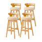 Scandinavian Low Back Upholstered Footrest Bar Stool Home Rubberwood Stool Off-White 4 Piece Set Bar Stool(30"H) Clearhalo 'Bar Furniture' 'Bar Stools' 'bar_stools' 'furn' 'furn_bar_stools' 'furniture_bar_stools' 'Kitchen & Dining Furniture' 'kitchen&dining_furn' 'kitchen' 'kitchen_furn' Furniture' 4692614