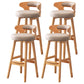 Scandinavian Low Back Upholstered Footrest Bar Stool Home Rubberwood Stool Khaki 4 Piece Set Bar Stool(30"H) Clearhalo 'Bar Furniture' 'Bar Stools' 'bar_stools' 'furn' 'furn_bar_stools' 'furniture_bar_stools' 'Kitchen & Dining Furniture' 'kitchen&dining_furn' 'kitchen' 'kitchen_furn' Furniture' 4692617