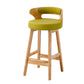 Scandinavian Low Back Upholstered Footrest Bar Stool Home Rubberwood Stool Green 1 Piece Counter Stool(26"H) Clearhalo 'Bar Furniture' 'Bar Stools' 'bar_stools' 'furn' 'furn_bar_stools' 'furniture_bar_stools' 'Kitchen & Dining Furniture' 'kitchen&dining_furn' 'kitchen' 'kitchen_furn' Furniture' 4692618
