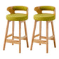 Scandinavian Low Back Upholstered Footrest Bar Stool Home Rubberwood Stool Green 2 Piece Set Counter Stool(26"H) Clearhalo 'Bar Furniture' 'Bar Stools' 'bar_stools' 'furn' 'furn_bar_stools' 'furniture_bar_stools' 'Kitchen & Dining Furniture' 'kitchen&dining_furn' 'kitchen' 'kitchen_furn' Furniture' 4692619