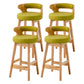 Scandinavian Low Back Upholstered Footrest Bar Stool Home Rubberwood Stool Green 4 Piece Set Counter Stool(26"H) Clearhalo 'Bar Furniture' 'Bar Stools' 'bar_stools' 'furn' 'furn_bar_stools' 'furniture_bar_stools' 'Kitchen & Dining Furniture' 'kitchen&dining_furn' 'kitchen' 'kitchen_furn' Furniture' 4692620