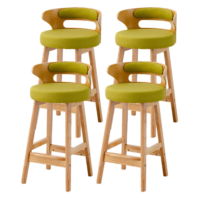 Scandinavian Low Back Upholstered Footrest Bar Stool Home Rubberwood Stool Green 4 Piece Set Counter Stool(26"H) Clearhalo 'Bar Furniture' 'Bar Stools' 'bar_stools' 'furn' 'furn_bar_stools' 'furniture_bar_stools' 'Kitchen & Dining Furniture' 'kitchen&dining_furn' 'kitchen' 'kitchen_furn' Furniture' 4692620