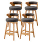 Scandinavian Low Back Upholstered Footrest Bar Stool Home Rubberwood Stool Grey 4 Piece Set Counter Stool(26"H) Clearhalo 'Bar Furniture' 'Bar Stools' 'bar_stools' 'furn' 'furn_bar_stools' 'furniture_bar_stools' 'Kitchen & Dining Furniture' 'kitchen&dining_furn' 'kitchen' 'kitchen_furn' Furniture' 4692623