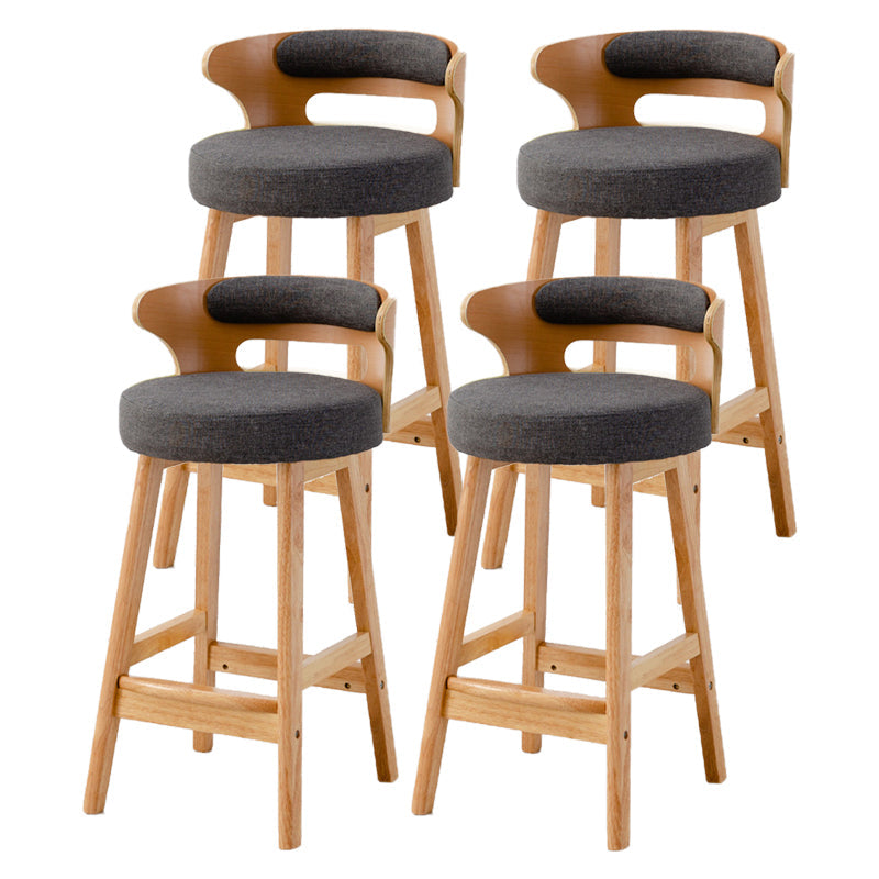 Scandinavian Low Back Upholstered Footrest Bar Stool Home Rubberwood Stool Grey 4 Piece Set Counter Stool(26"H) Clearhalo 'Bar Furniture' 'Bar Stools' 'bar_stools' 'furn' 'furn_bar_stools' 'furniture_bar_stools' 'Kitchen & Dining Furniture' 'kitchen&dining_furn' 'kitchen' 'kitchen_furn' Furniture' 4692623