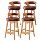 Scandinavian Low Back Upholstered Footrest Bar Stool Home Rubberwood Stool Brown 4 Piece Set Counter Stool(26"H) Clearhalo 'Bar Furniture' 'Bar Stools' 'bar_stools' 'furn' 'furn_bar_stools' 'furniture_bar_stools' 'Kitchen & Dining Furniture' 'kitchen&dining_furn' 'kitchen' 'kitchen_furn' Furniture' 4692626