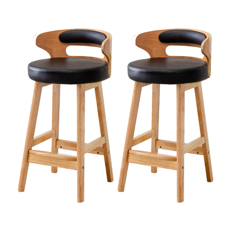 Scandinavian Low Back Upholstered Footrest Bar Stool Home Rubberwood Stool Black 2 Piece Set Counter Stool(26"H) Clearhalo 'Bar Furniture' 'Bar Stools' 'bar_stools' 'furn' 'furn_bar_stools' 'furniture_bar_stools' 'Kitchen & Dining Furniture' 'kitchen&dining_furn' 'kitchen' 'kitchen_furn' Furniture' 4692628