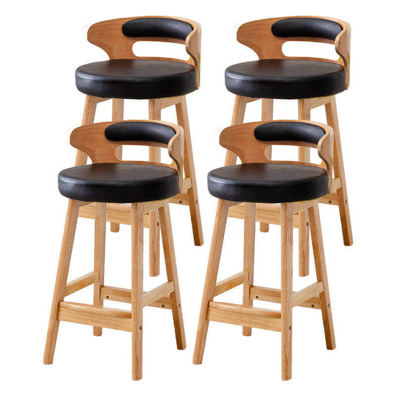 Scandinavian Low Back Upholstered Footrest Bar Stool Home Rubberwood Stool Black 4 Piece Set Counter Stool(26"H) Clearhalo 'Bar Furniture' 'Bar Stools' 'bar_stools' 'furn' 'furn_bar_stools' 'furniture_bar_stools' 'Kitchen & Dining Furniture' 'kitchen&dining_furn' 'kitchen' 'kitchen_furn' Furniture' 4692629