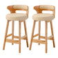 Scandinavian Low Back Upholstered Footrest Bar Stool Home Rubberwood Stool Off-White 2 Piece Set Counter Stool(26"H) Clearhalo 'Bar Furniture' 'Bar Stools' 'bar_stools' 'furn' 'furn_bar_stools' 'furniture_bar_stools' 'Kitchen & Dining Furniture' 'kitchen&dining_furn' 'kitchen' 'kitchen_furn' Furniture' 4692631