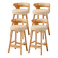 Scandinavian Low Back Upholstered Footrest Bar Stool Home Rubberwood Stool Off-White 4 Piece Set Counter Stool(26"H) Clearhalo 'Bar Furniture' 'Bar Stools' 'bar_stools' 'furn' 'furn_bar_stools' 'furniture_bar_stools' 'Kitchen & Dining Furniture' 'kitchen&dining_furn' 'kitchen' 'kitchen_furn' Furniture' 4692632