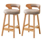 Scandinavian Low Back Upholstered Footrest Bar Stool Home Rubberwood Stool Khaki 2 Piece Set Counter Stool(26"H) Clearhalo 'Bar Furniture' 'Bar Stools' 'bar_stools' 'furn' 'furn_bar_stools' 'furniture_bar_stools' 'Kitchen & Dining Furniture' 'kitchen&dining_furn' 'kitchen' 'kitchen_furn' Furniture' 4692634
