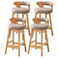 Scandinavian Low Back Upholstered Footrest Bar Stool Home Rubberwood Stool Khaki 4 Piece Set Counter Stool(26"H) Clearhalo 'Bar Furniture' 'Bar Stools' 'bar_stools' 'furn' 'furn_bar_stools' 'furniture_bar_stools' 'Kitchen & Dining Furniture' 'kitchen&dining_furn' 'kitchen' 'kitchen_furn' Furniture' 4692635