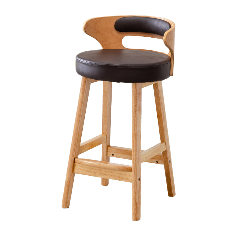 Scandinavian Low Back Upholstered Footrest Bar Stool Home Rubberwood Stool Coffee 1 Piece Counter Stool(26"H) Clearhalo 'Bar Furniture' 'Bar Stools' 'bar_stools' 'furn' 'furn_bar_stools' 'furniture_bar_stools' 'Kitchen & Dining Furniture' 'kitchen&dining_furn' 'kitchen' 'kitchen_furn' Furniture' 4692636