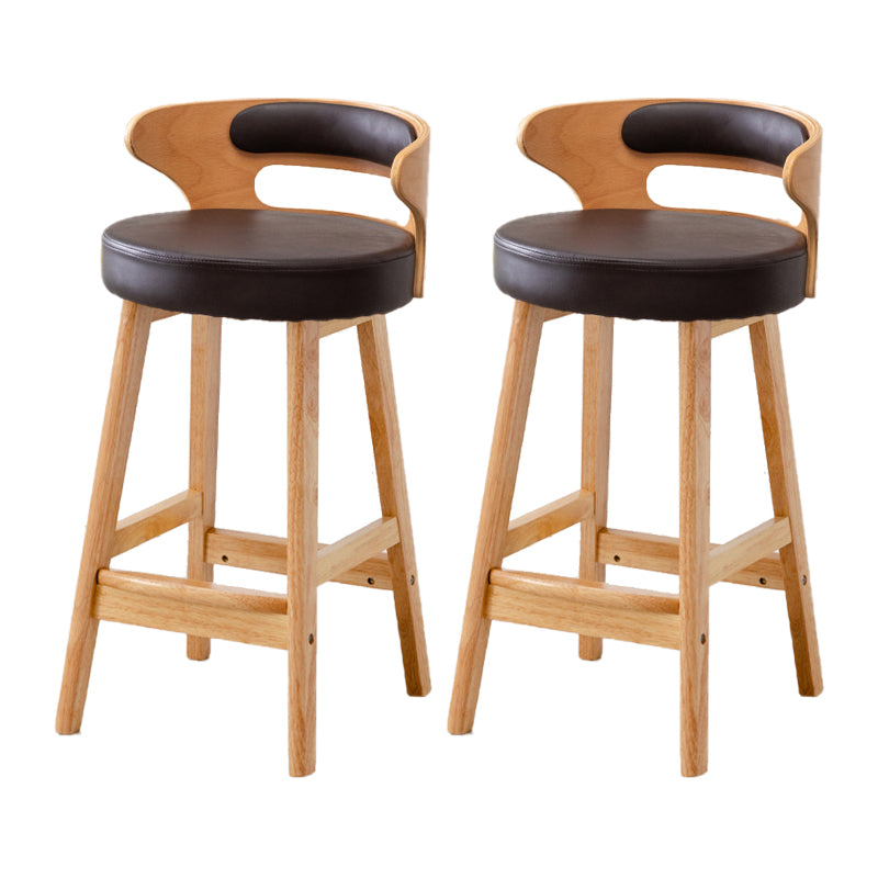 Scandinavian Low Back Upholstered Footrest Bar Stool Home Rubberwood Stool Coffee 2 Piece Set Counter Stool(26"H) Clearhalo 'Bar Furniture' 'Bar Stools' 'bar_stools' 'furn' 'furn_bar_stools' 'furniture_bar_stools' 'Kitchen & Dining Furniture' 'kitchen&dining_furn' 'kitchen' 'kitchen_furn' Furniture' 4692637