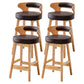 Scandinavian Low Back Upholstered Footrest Bar Stool Home Rubberwood Stool Coffee 4 Piece Set Counter Stool(26"H) Clearhalo 'Bar Furniture' 'Bar Stools' 'bar_stools' 'furn' 'furn_bar_stools' 'furniture_bar_stools' 'Kitchen & Dining Furniture' 'kitchen&dining_furn' 'kitchen' 'kitchen_furn' Furniture' 4692638