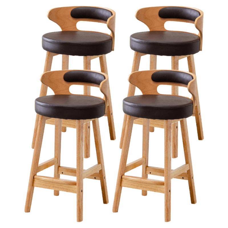 Scandinavian Low Back Upholstered Footrest Bar Stool Home Rubberwood Stool Coffee 4 Piece Set Counter Stool(26"H) Clearhalo 'Bar Furniture' 'Bar Stools' 'bar_stools' 'furn' 'furn_bar_stools' 'furniture_bar_stools' 'Kitchen & Dining Furniture' 'kitchen&dining_furn' 'kitchen' 'kitchen_furn' Furniture' 4692638