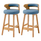 Scandinavian Low Back Upholstered Footrest Bar Stool Home Rubberwood Stool Blue 2 Piece Set Counter Stool(26"H) Clearhalo 'Bar Furniture' 'Bar Stools' 'bar_stools' 'furn' 'furn_bar_stools' 'furniture_bar_stools' 'Kitchen & Dining Furniture' 'kitchen&dining_furn' 'kitchen' 'kitchen_furn' Furniture' 4692640