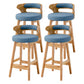 Scandinavian Low Back Upholstered Footrest Bar Stool Home Rubberwood Stool Blue 4 Piece Set Counter Stool(26"H) Clearhalo 'Bar Furniture' 'Bar Stools' 'bar_stools' 'furn' 'furn_bar_stools' 'furniture_bar_stools' 'Kitchen & Dining Furniture' 'kitchen&dining_furn' 'kitchen' 'kitchen_furn' Furniture' 4692641