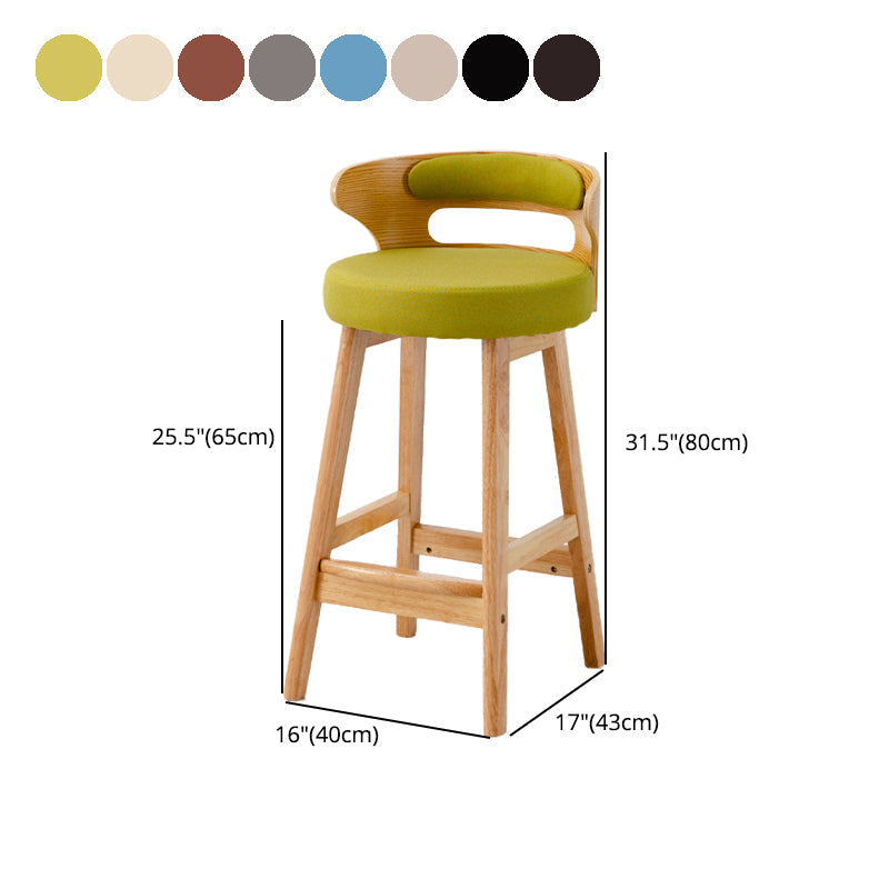 Scandinavian Low Back Upholstered Footrest Bar Stool Home Rubberwood Stool Clearhalo 'Bar Furniture' 'Bar Stools' 'bar_stools' 'furn' 'furn_bar_stools' 'furniture_bar_stools' 'Kitchen & Dining Furniture' 'kitchen&dining_furn' 'kitchen' 'kitchen_furn' Furniture' 4692642