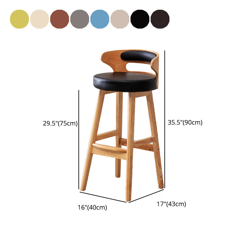 Scandinavian Low Back Upholstered Footrest Bar Stool Home Rubberwood Stool Clearhalo 'Bar Furniture' 'Bar Stools' 'bar_stools' 'furn' 'furn_bar_stools' 'furniture_bar_stools' 'Kitchen & Dining Furniture' 'kitchen&dining_furn' 'kitchen' 'kitchen_furn' Furniture' 4692643