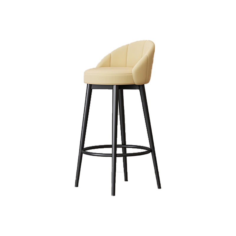 Matte Finish Footrest Upholstered Low Back Stool Scandinavian Velvet Bar Stool Beige 1 Piece Clearhalo 'Bar Furniture' 'Bar Stools' 'bar_stools' 'furn' 'furn_bar_stools' 'furniture_bar_stools' 'Kitchen & Dining Furniture' 'kitchen&dining_furn' 'kitchen' 'kitchen_furn' Furniture' 4692645