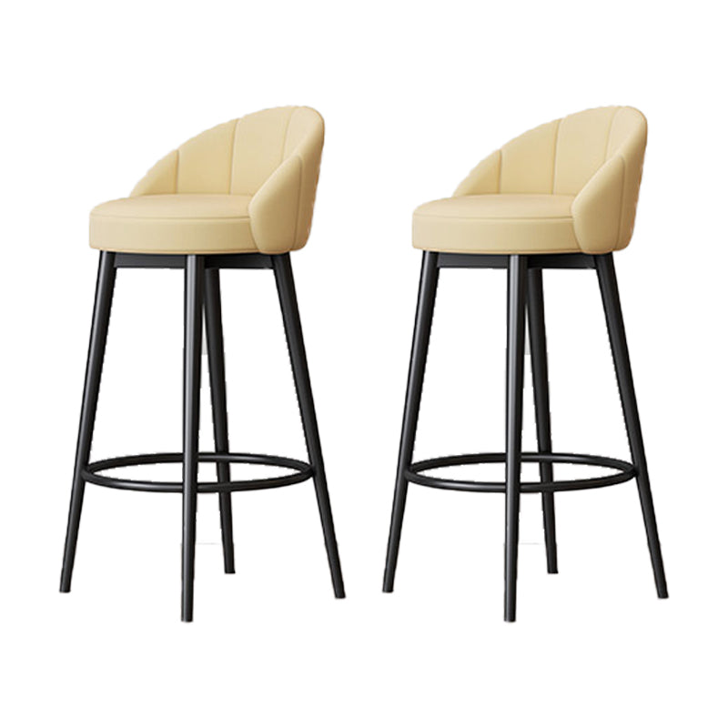 Matte Finish Footrest Upholstered Low Back Stool Scandinavian Velvet Bar Stool Beige 2 Piece Set Clearhalo 'Bar Furniture' 'Bar Stools' 'bar_stools' 'furn' 'furn_bar_stools' 'furniture_bar_stools' 'Kitchen & Dining Furniture' 'kitchen&dining_furn' 'kitchen' 'kitchen_furn' Furniture' 4692647