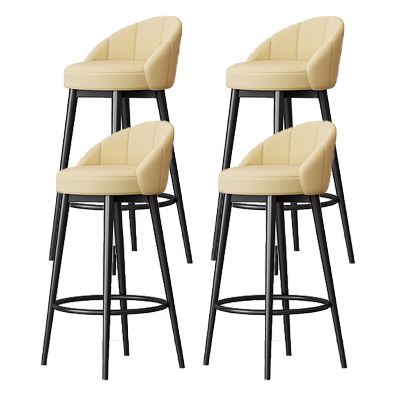 Matte Finish Footrest Upholstered Low Back Stool Scandinavian Velvet Bar Stool Beige 4 Piece Set Clearhalo 'Bar Furniture' 'Bar Stools' 'bar_stools' 'furn' 'furn_bar_stools' 'furniture_bar_stools' 'Kitchen & Dining Furniture' 'kitchen&dining_furn' 'kitchen' 'kitchen_furn' Furniture' 4692649