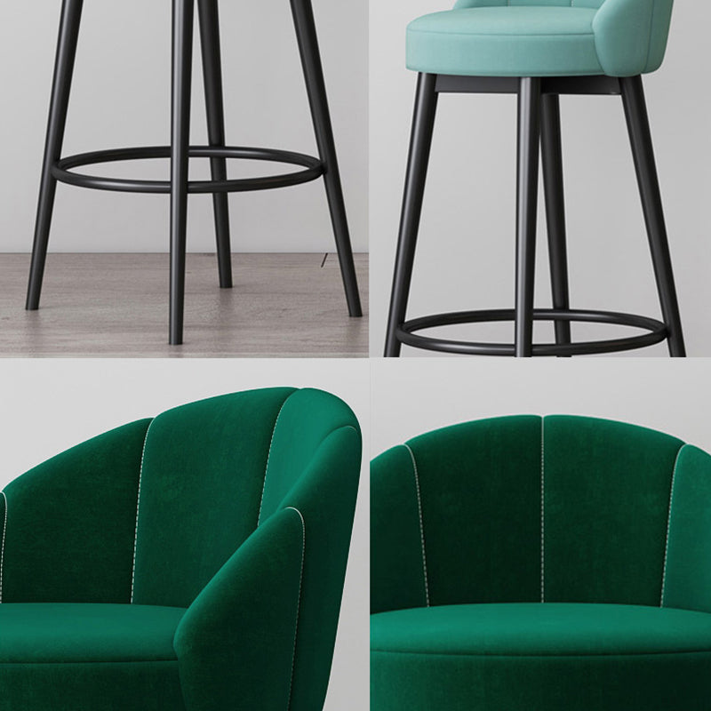 Matte Finish Footrest Upholstered Low Back Stool Scandinavian Velvet Bar Stool Clearhalo 'Bar Furniture' 'Bar Stools' 'bar_stools' 'furn' 'furn_bar_stools' 'furniture_bar_stools' 'Kitchen & Dining Furniture' 'kitchen&dining_furn' 'kitchen' 'kitchen_furn' Furniture' 4692654