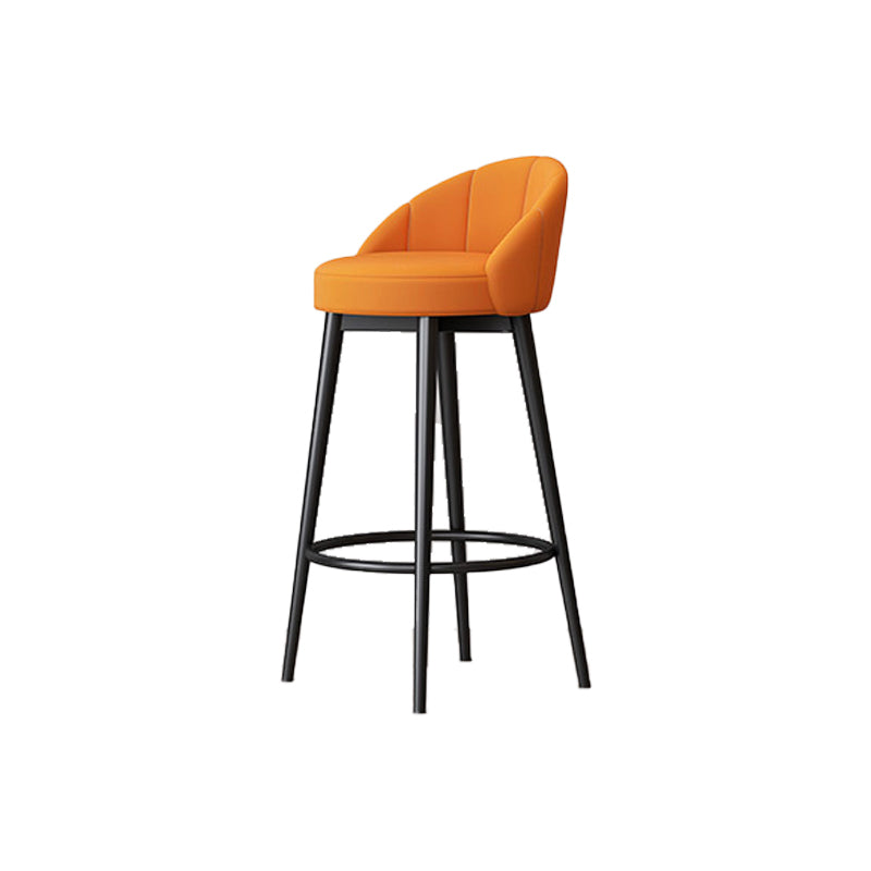 Matte Finish Footrest Upholstered Low Back Stool Scandinavian Velvet Bar Stool Orange 1 Piece Clearhalo 'Bar Furniture' 'Bar Stools' 'bar_stools' 'furn' 'furn_bar_stools' 'furniture_bar_stools' 'Kitchen & Dining Furniture' 'kitchen&dining_furn' 'kitchen' 'kitchen_furn' Furniture' 4692656