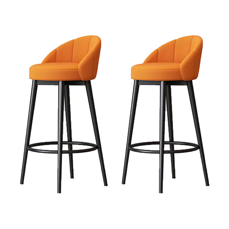 Matte Finish Footrest Upholstered Low Back Stool Scandinavian Velvet Bar Stool Orange 2 Piece Set Clearhalo 'Bar Furniture' 'Bar Stools' 'bar_stools' 'furn' 'furn_bar_stools' 'furniture_bar_stools' 'Kitchen & Dining Furniture' 'kitchen&dining_furn' 'kitchen' 'kitchen_furn' Furniture' 4692658