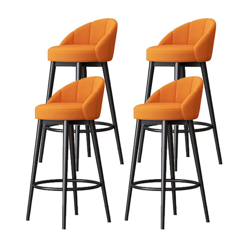 Matte Finish Footrest Upholstered Low Back Stool Scandinavian Velvet Bar Stool Orange 4 Piece Set Clearhalo 'Bar Furniture' 'Bar Stools' 'bar_stools' 'furn' 'furn_bar_stools' 'furniture_bar_stools' 'Kitchen & Dining Furniture' 'kitchen&dining_furn' 'kitchen' 'kitchen_furn' Furniture' 4692660