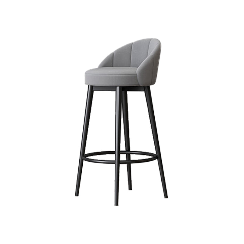 Matte Finish Footrest Upholstered Low Back Stool Scandinavian Velvet Bar Stool Grey 1 Piece Clearhalo 'Bar Furniture' 'Bar Stools' 'bar_stools' 'furn' 'furn_bar_stools' 'furniture_bar_stools' 'Kitchen & Dining Furniture' 'kitchen&dining_furn' 'kitchen' 'kitchen_furn' Furniture' 4692664