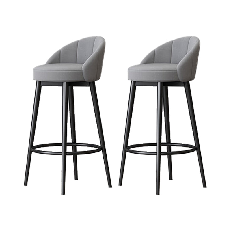 Matte Finish Footrest Upholstered Low Back Stool Scandinavian Velvet Bar Stool Grey 2 Piece Set Clearhalo 'Bar Furniture' 'Bar Stools' 'bar_stools' 'furn' 'furn_bar_stools' 'furniture_bar_stools' 'Kitchen & Dining Furniture' 'kitchen&dining_furn' 'kitchen' 'kitchen_furn' Furniture' 4692665