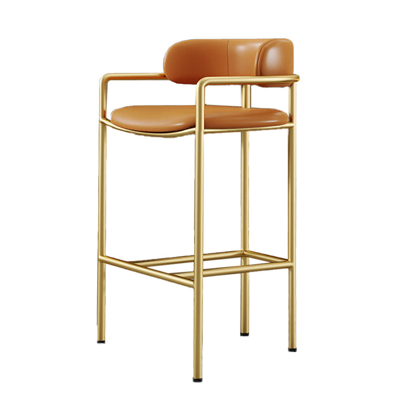 Glam Low Back Bar and Counter Stool Square Stool with 4 Gold Legs Yellow 1 Piece Clearhalo 'Bar Furniture' 'Bar Stools' 'bar_stools' 'furn' 'furn_bar_stools' 'furniture_bar_stools' 'Kitchen & Dining Furniture' 'kitchen&dining_furn' 'kitchen' 'kitchen_furn' Furniture' 4692689