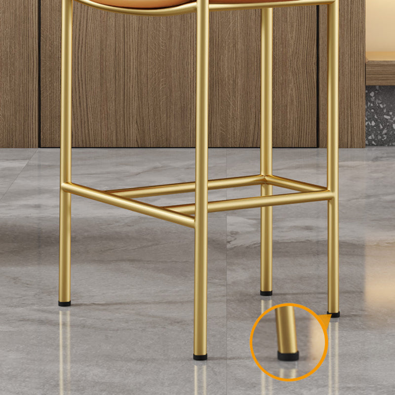 Glam Low Back Bar and Counter Stool Square Stool with 4 Gold Legs Clearhalo 'Bar Furniture' 'Bar Stools' 'bar_stools' 'furn' 'furn_bar_stools' 'furniture_bar_stools' 'Kitchen & Dining Furniture' 'kitchen&dining_furn' 'kitchen' 'kitchen_furn' Furniture' 4692693