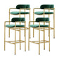 Glam Low Back Bar and Counter Stool Square Stool with 4 Gold Legs Green 4 Piece Set Clearhalo 'Bar Furniture' 'Bar Stools' 'bar_stools' 'furn' 'furn_bar_stools' 'furniture_bar_stools' 'Kitchen & Dining Furniture' 'kitchen&dining_furn' 'kitchen' 'kitchen_furn' Furniture' 4692699