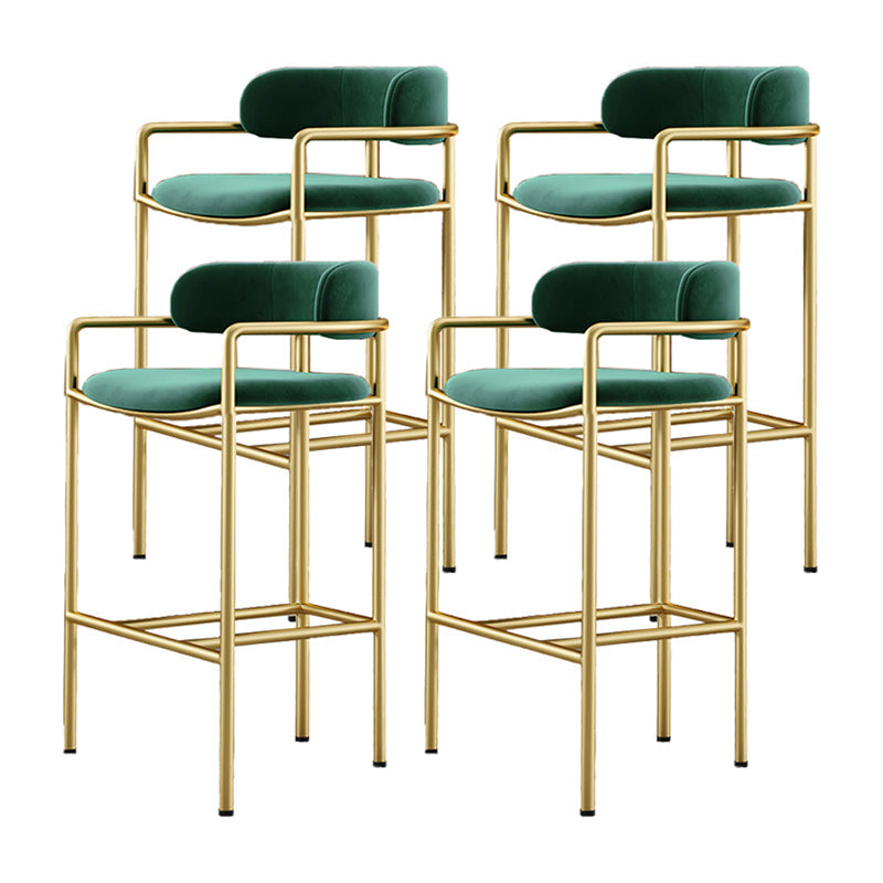 Glam Low Back Bar and Counter Stool Square Stool with 4 Gold Legs Green 4 Piece Set Clearhalo 'Bar Furniture' 'Bar Stools' 'bar_stools' 'furn' 'furn_bar_stools' 'furniture_bar_stools' 'Kitchen & Dining Furniture' 'kitchen&dining_furn' 'kitchen' 'kitchen_furn' Furniture' 4692699