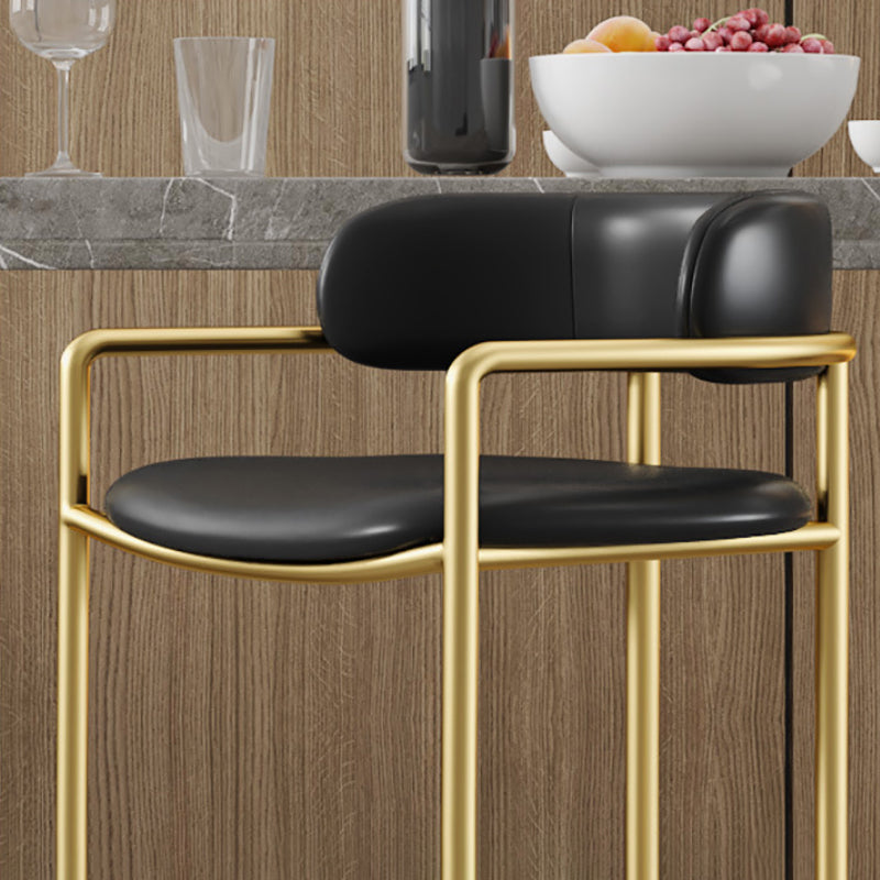 Glam Low Back Bar and Counter Stool Square Stool with 4 Gold Legs Clearhalo 'Bar Furniture' 'Bar Stools' 'bar_stools' 'furn' 'furn_bar_stools' 'furniture_bar_stools' 'Kitchen & Dining Furniture' 'kitchen&dining_furn' 'kitchen' 'kitchen_furn' Furniture' 4692700