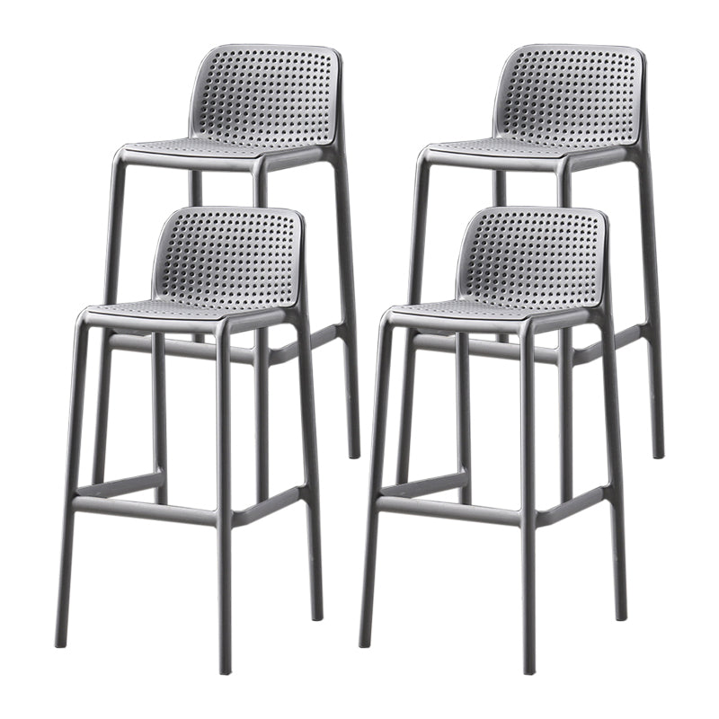 29.9 inch Plastic Contemporary Armless Stool Low Back Bar Stool for Restaurant Grey 4 Piece Set Clearhalo 'Bar Furniture' 'Bar Stools' 'bar_stools' 'furn' 'furn_bar_stools' 'furniture_bar_stools' 'Kitchen & Dining Furniture' 'kitchen&dining_furn' 'kitchen' 'kitchen_furn' Furniture' 4692705